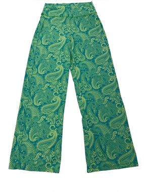Spunkwear Beach Flare Leg Pull On Pants Small Blue/Green
